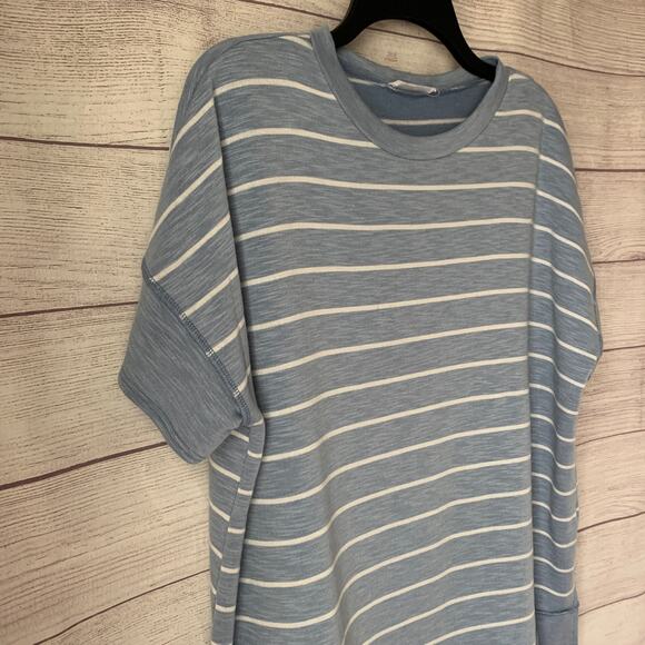First Love by Lovelyn Blue and White Striped Shirt Short Sleeve Size Medium - Picture 13 of 15